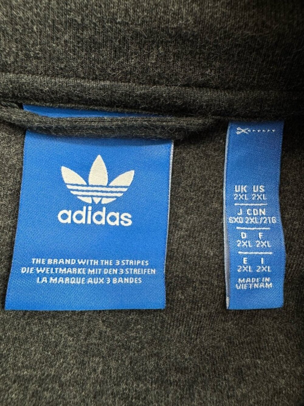 adidas Originals Mens Gray 2-Pc Fleece Tracksuit Full-Zip Hoodie + Pants SZ 2XL - Picture 7 of 16